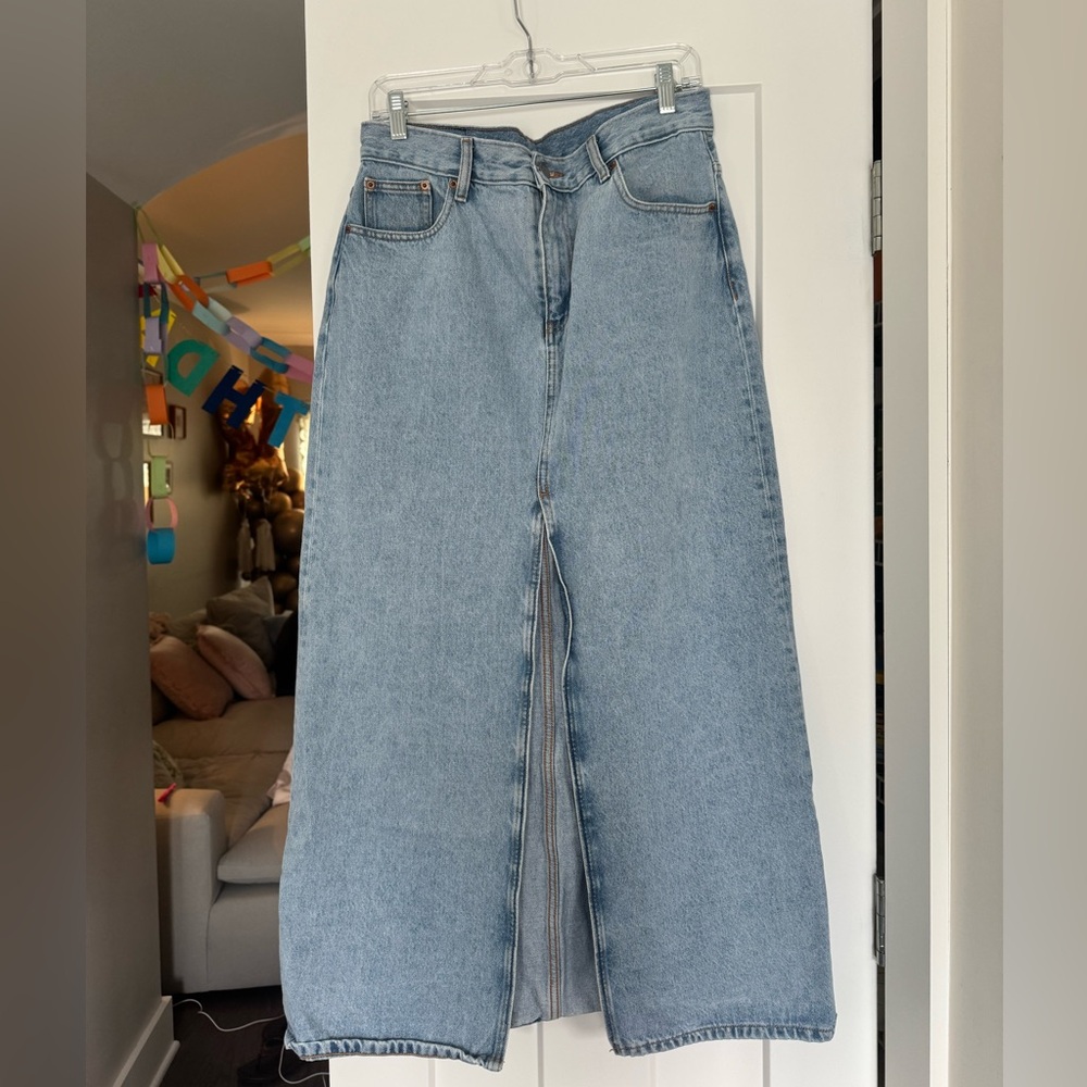 Revolve Long Denim Skirt